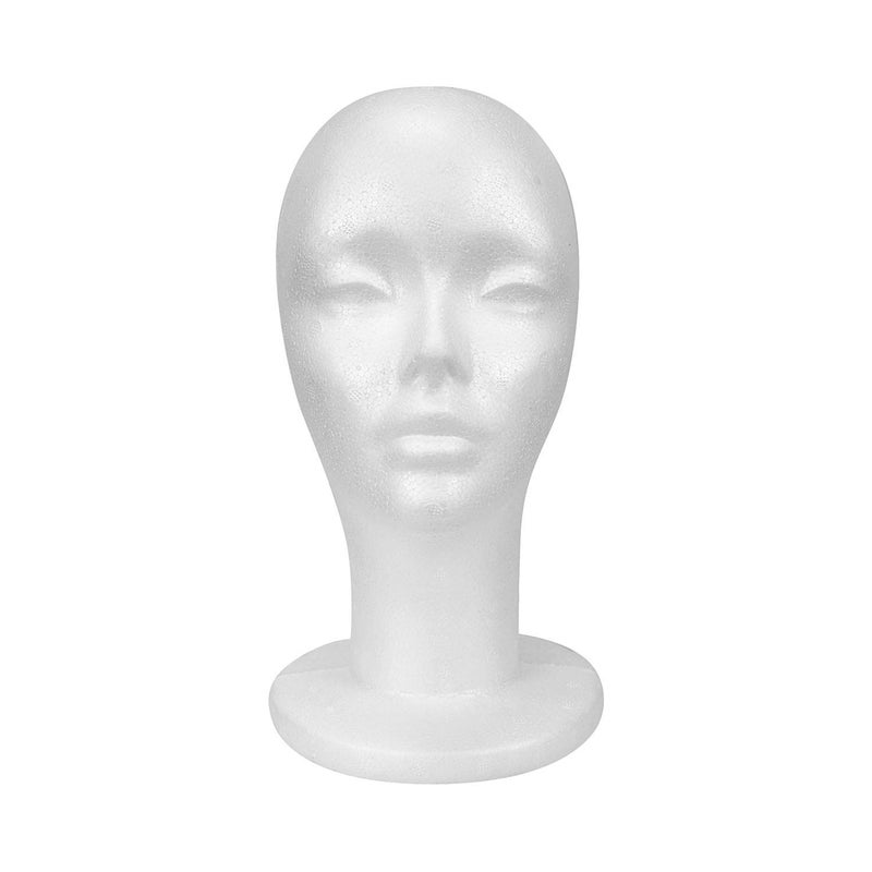 STUDIO LIMITED 114Inch Styrofoam Mannequin Head 1 Pack  White Foam Wig Stand for Wigs Hats Masks Hairpieces Arts Crafts DIY Projects Salon Display and Travel Use
