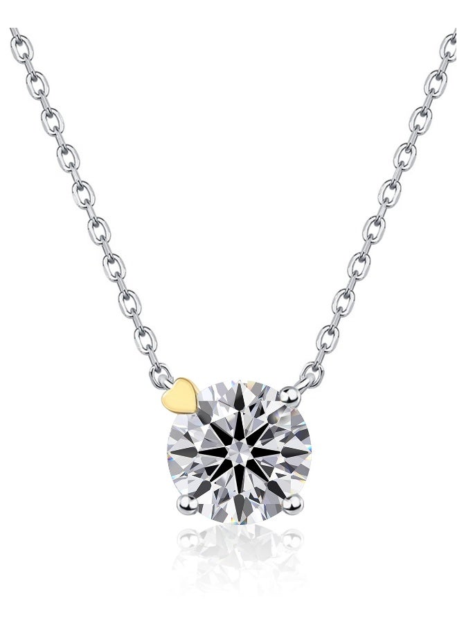 925 Sterling Silver Moissanite Necklace - 2 CT Moissanite Pendant Necklace for Women -Premium 18K White Gold Plated- D-Color-VVS1, GRA Certified Moissanite, Necklace for Girlfriend