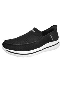 Sky View Athlesiure Men's Loafer Smooth Step Hands Free Slip-ins Loafer Flats Comfortable And Light-Weight Slip On Walking Shoes For Men Black White  - Image 1