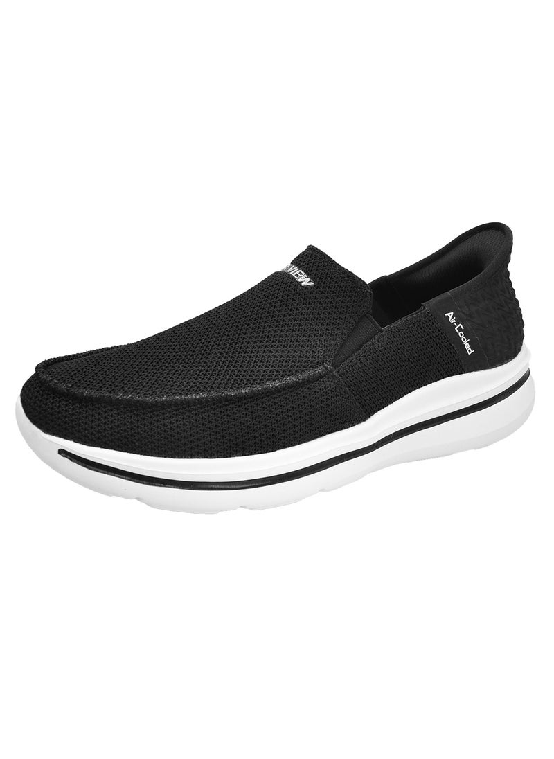 Sky View - Athlesiure Men's Loafer Smooth Step Hands Free Slip-ins Loafer Flats Comfortable And Light-Weight Slip On Walking Shoes For Men Black White - Image 1