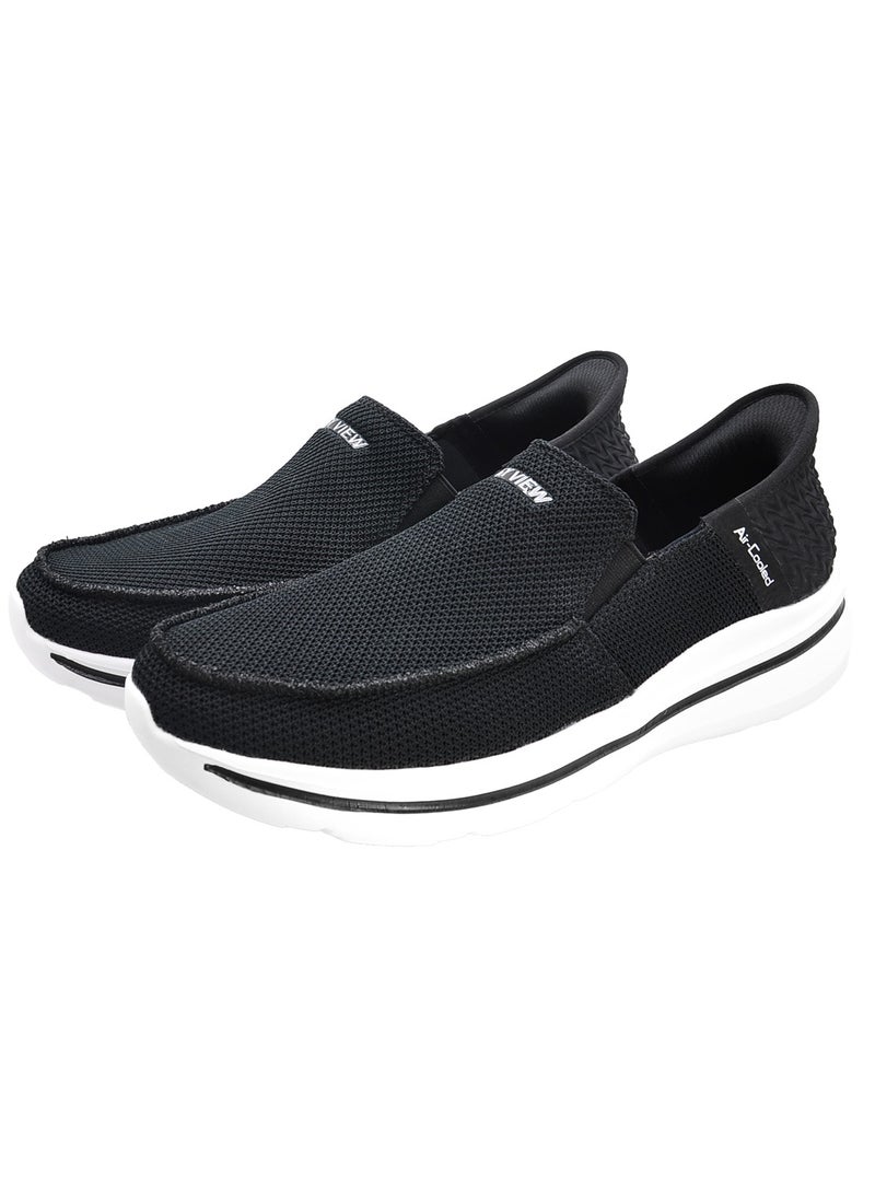 Sky View - Athlesiure Men's Loafer Smooth Step Hands Free Slip-ins Loafer Flats Comfortable And Light-Weight Slip On Walking Shoes For Men Black White - Image 1