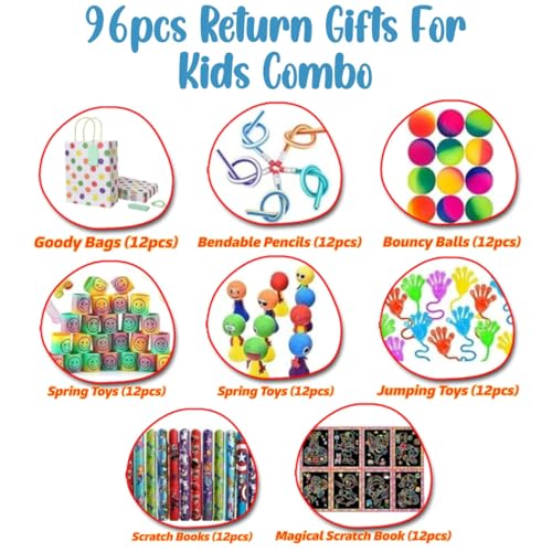 SNAPTRON Return Gifts For Kids -96Pcs Return Gift For Kids Birthday 12 sets each with Goody Bags| Bulk Return Gifts For Kids Age 4 5 6 7 8| Kids Return Gifts for Birthday in Bulk| Best Kids Gift items - Image 2