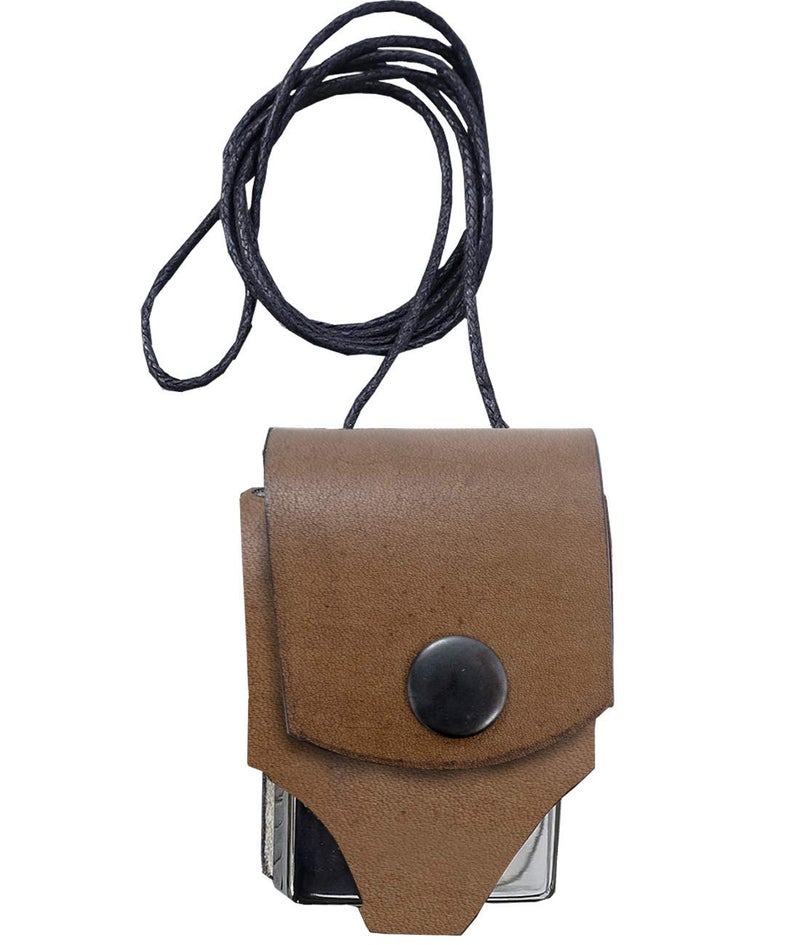 EBSEM for Zippo Genuine Leather Heavy Duty Pouches Lighter Holder Case Handmade Pouch Accessories by Ebsem Vintage Brown Neck Cord