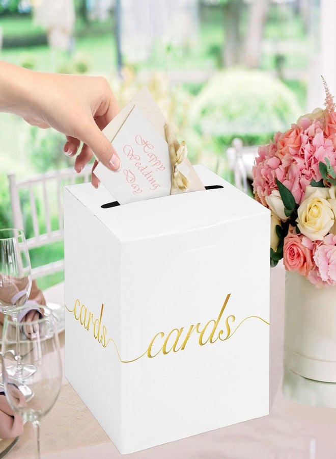 Adecortalk White Card Box Money Box Holder for Wedding Party Reception Birthday Baby Shower Bridal Shower Raffle Ticket Anniversary Graduation Table Centerpiece Decorations, 7.9'' - Image 5