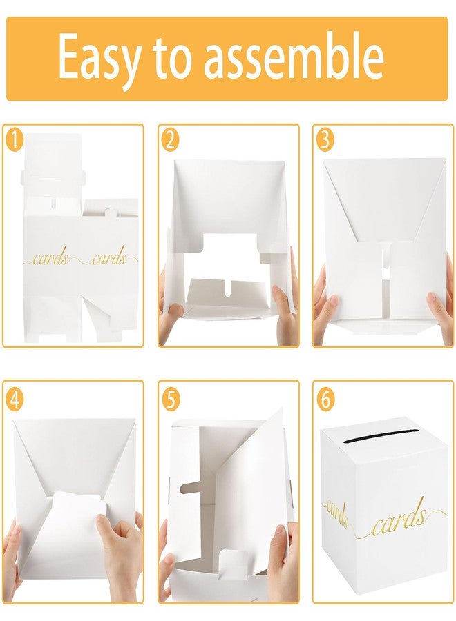 Adecortalk White Card Box Money Box Holder for Wedding Party Reception Birthday Baby Shower Bridal Shower Raffle Ticket Anniversary Graduation Table Centerpiece Decorations, 7.9'' - Image 3