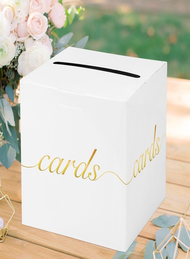 Adecortalk White Card Box Money Box Holder for Wedding Party Reception Birthday Baby Shower Bridal Shower Raffle Ticket Anniversary Graduation Table Centerpiece Decorations, 7.9'' - Image 4