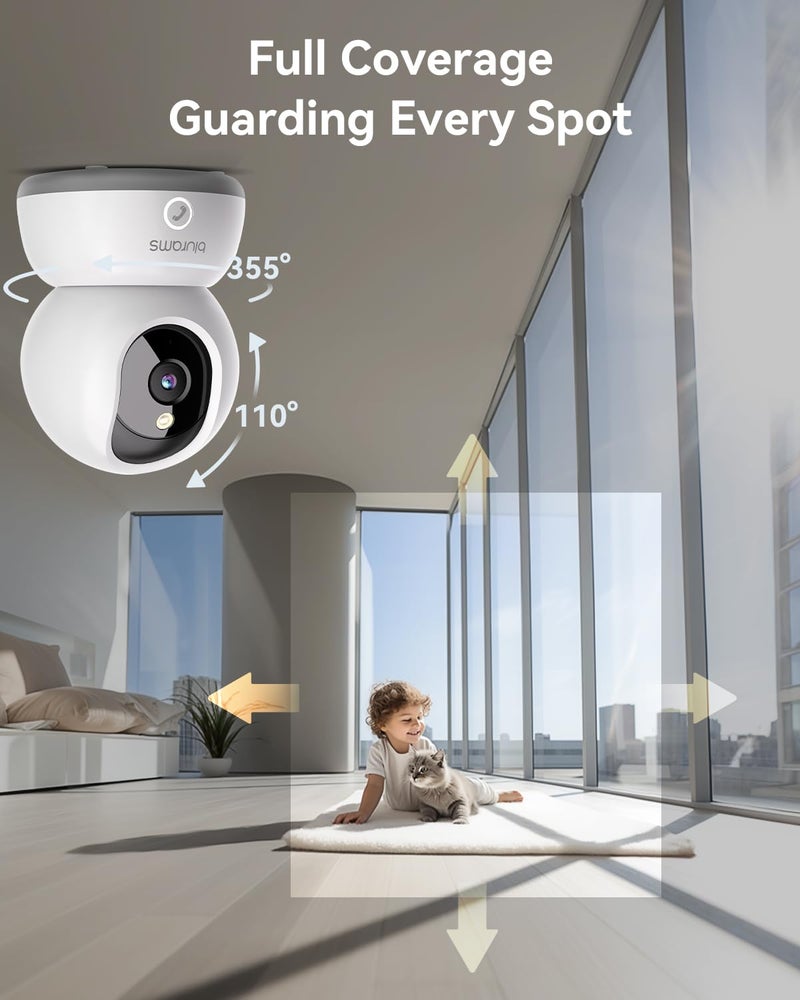 blurams 5G Indoor Camera, 2K Nanny Cam, 360Â° PTZ Pet Camera with Phone App, One-Touch Call, Color/IR Night Vision, Dual-Band Wi-Fi, Motion Tracking, Compatible with Alexa(2Pack) - Image 3