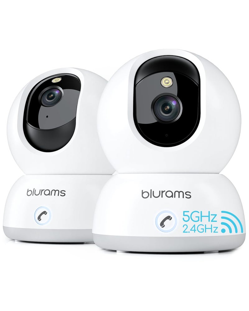 blurams 5G Indoor Camera, 2K Nanny Cam, 360Â° PTZ Pet Camera with Phone App, One-Touch Call, Color/IR Night Vision, Dual-Band Wi-Fi, Motion Tracking, Compatible with Alexa(2Pack) - Image 1