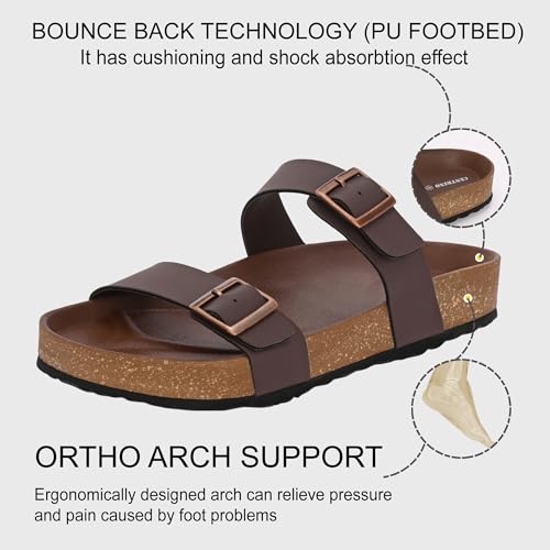 Centrino Mens Cushion Sliders/Slippers | PU Padding on the Footbed | Bounce Back Technology | Comfortable & LightWeight | Stylish & Everyday Flip Flops for Gents 6863-2_BROWN_9 - Image 4