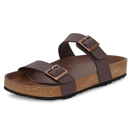Centrino Mens Cushion Sliders/Slippers | PU Padding on the Footbed | Bounce Back Technology | Comfortable & LightWeight | Stylish & Everyday Flip Flops for Gents 6863-2_BROWN_9 - Image 1