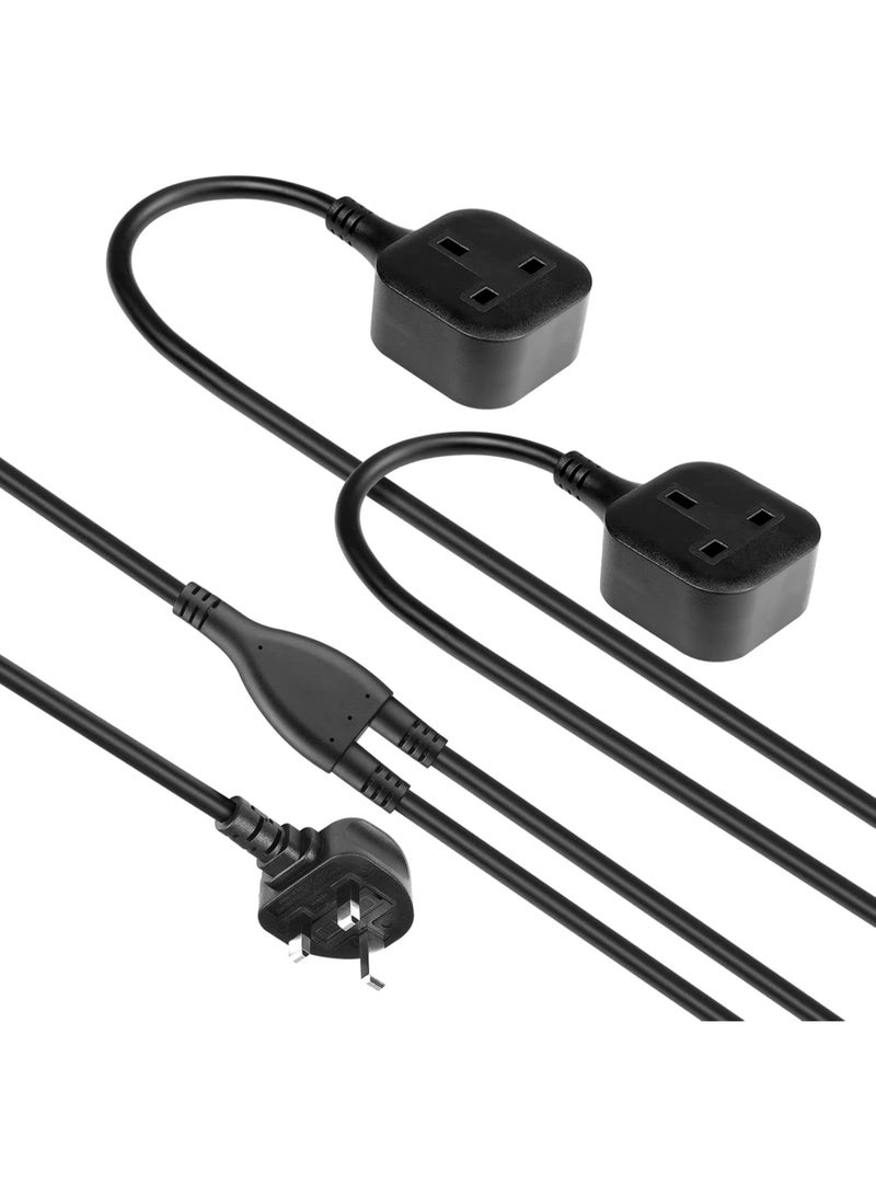 Baytion Extension Lead1 Way Extension Cord 2 Metre Cable with 2 Independent UK 3 Pin Plugs Power StripsTough and Fireproof Extension Socket for Garden - Image 1