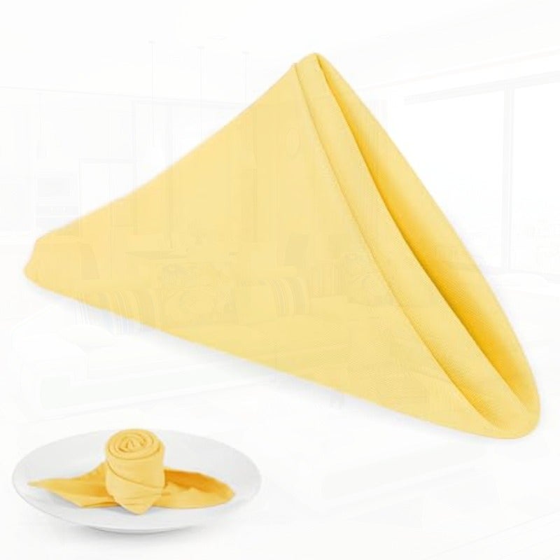 PLOYMONO Yellow Cloth Napkins - 8 Pack 17" x 17" Washable Polyester Napkins Heavy Duty 180 GSM Cloth Napkins with Hemmed Edges - Great for Restaurants Weddings Parties Banquets Dinner - Image 1