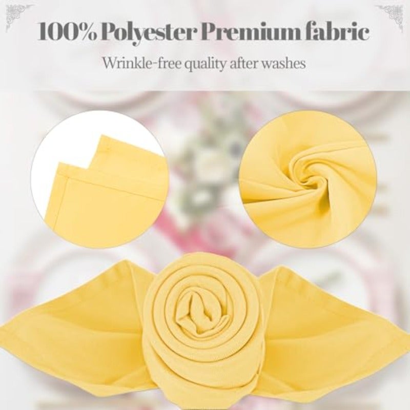 PLOYMONO Yellow Cloth Napkins - 8 Pack 17" x 17" Washable Polyester Napkins Heavy Duty 180 GSM Cloth Napkins with Hemmed Edges - Great for Restaurants Weddings Parties Banquets Dinner - Image 2