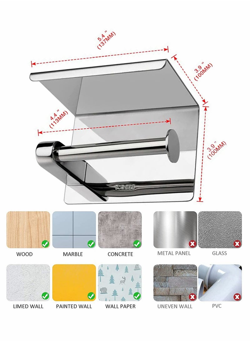 Generic - Toilet Roll Holder No Drilling, 304 Stainless Steel Self Adhesive and Wall Mounted WC Tissue Holder for Bathroom Kitchen - Image 1
