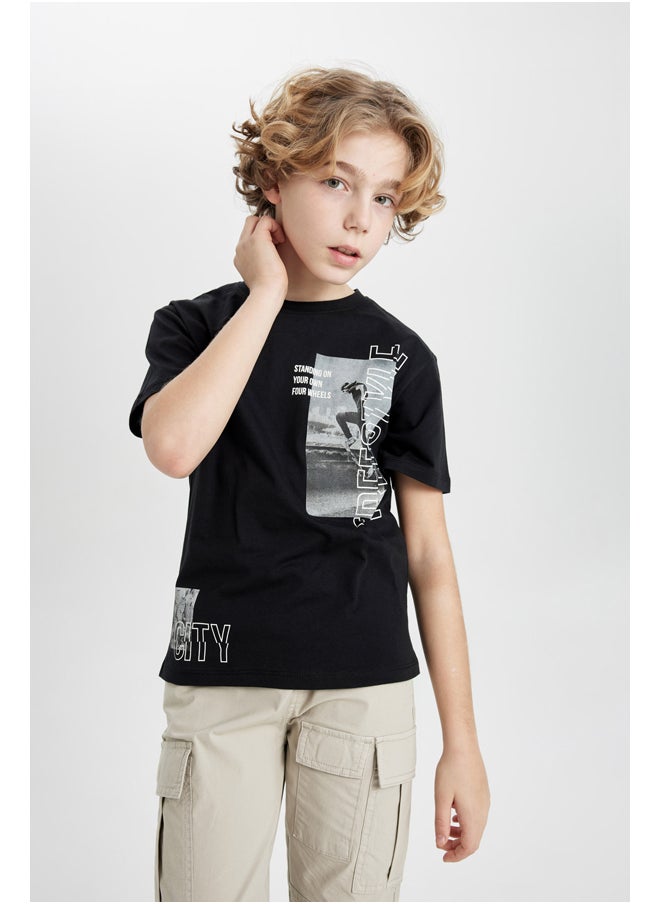 DeFacto - Boy Regular Fit Crew Neck Knitted Short Sleeve T-Shirt - Image 1