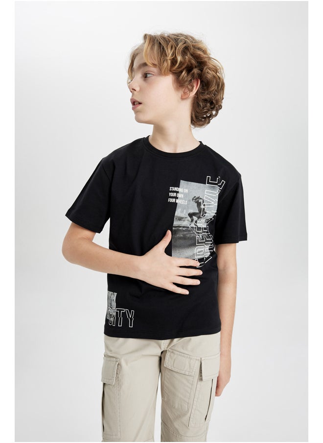 DeFacto - Boy Regular Fit Crew Neck Knitted Short Sleeve T-Shirt - Image 1