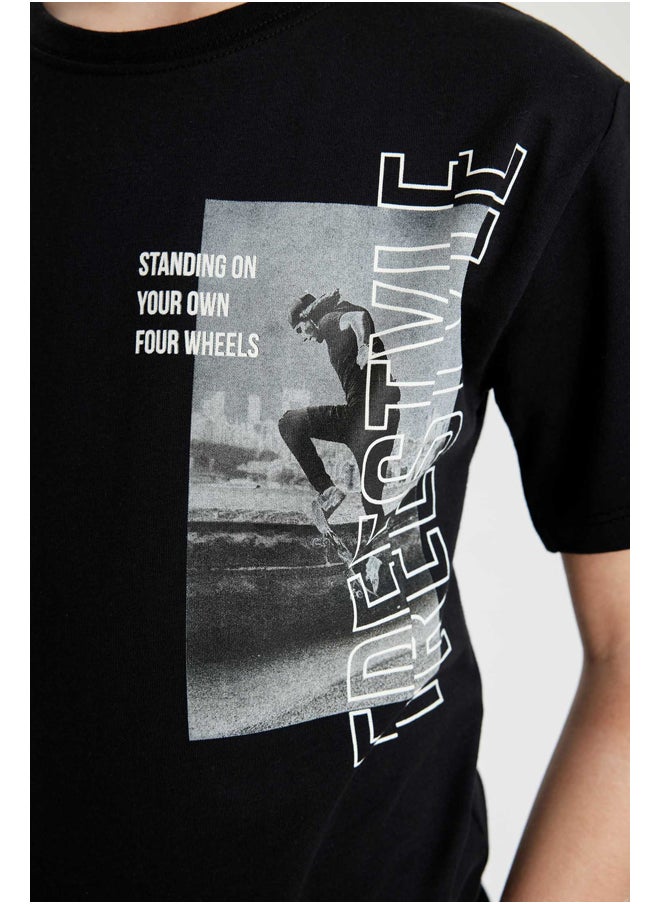 DeFacto - Boy Regular Fit Crew Neck Knitted Short Sleeve T-Shirt - Image 1