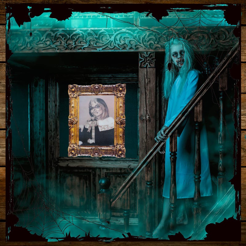 Cindeer Cindeer 12 Pcs Halloween 3D Changing Face Moving Picture Frame Scary Decor Spooky Ghost Portrait Halloween Wall Decoration for Window Wall Halloween Party Haunted House  - Image 2