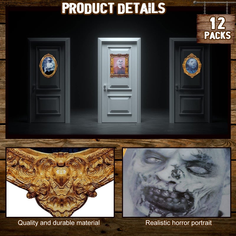 Cindeer Cindeer 12 Pcs Halloween 3D Changing Face Moving Picture Frame Scary Decor Spooky Ghost Portrait Halloween Wall Decoration for Window Wall Halloween Party Haunted House  - Image 5