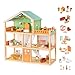 OOOK Large Wooden Dollhouse with 42 Pcs Luxurious Furniture Accessories 3Story Doll House 6 Rooms Balcony Wooden Stairs Ideal Modern Doll House for 3 Year Old - Image 2