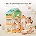 OOOK Large Wooden Dollhouse with 42 Pcs Luxurious Furniture Accessories 3Story Doll House 6 Rooms Balcony Wooden Stairs Ideal Modern Doll House for 3 Year Old - Image 4