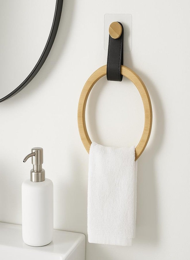 CHIBRO Home Decor for Bathroom Toilet Roll Hanger | Wall Mounted Bamboo & Rope Tissue Holder | Eco-Friendly Rustic Roll Dispenser | Natural Look Toilet Paper Holder (Wooden Ring Towel Holder) - Image 3