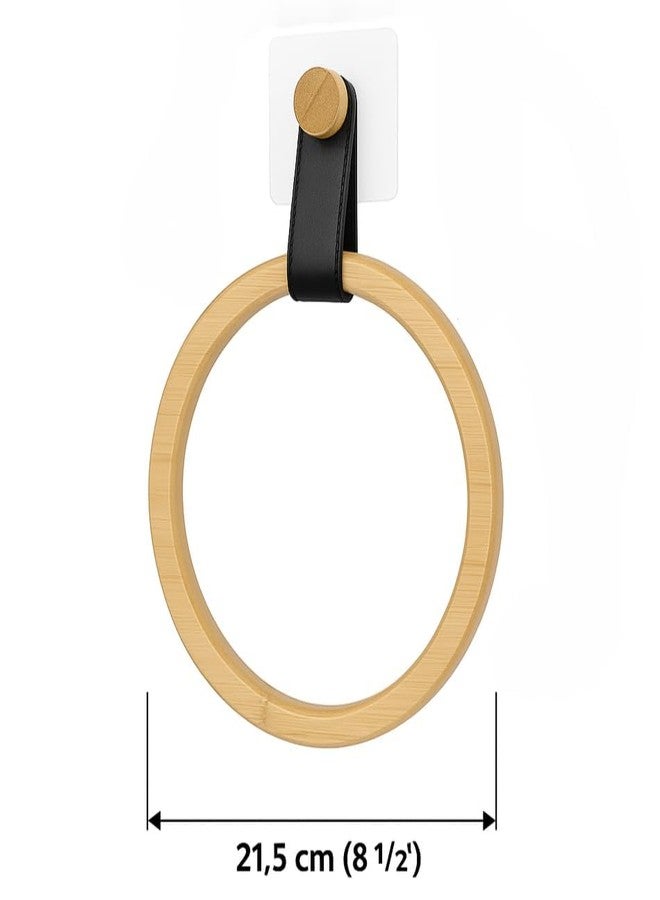 CHIBRO Home Decor for Bathroom Toilet Roll Hanger | Wall Mounted Bamboo & Rope Tissue Holder | Eco-Friendly Rustic Roll Dispenser | Natural Look Toilet Paper Holder (Wooden Ring Towel Holder) - Image 2