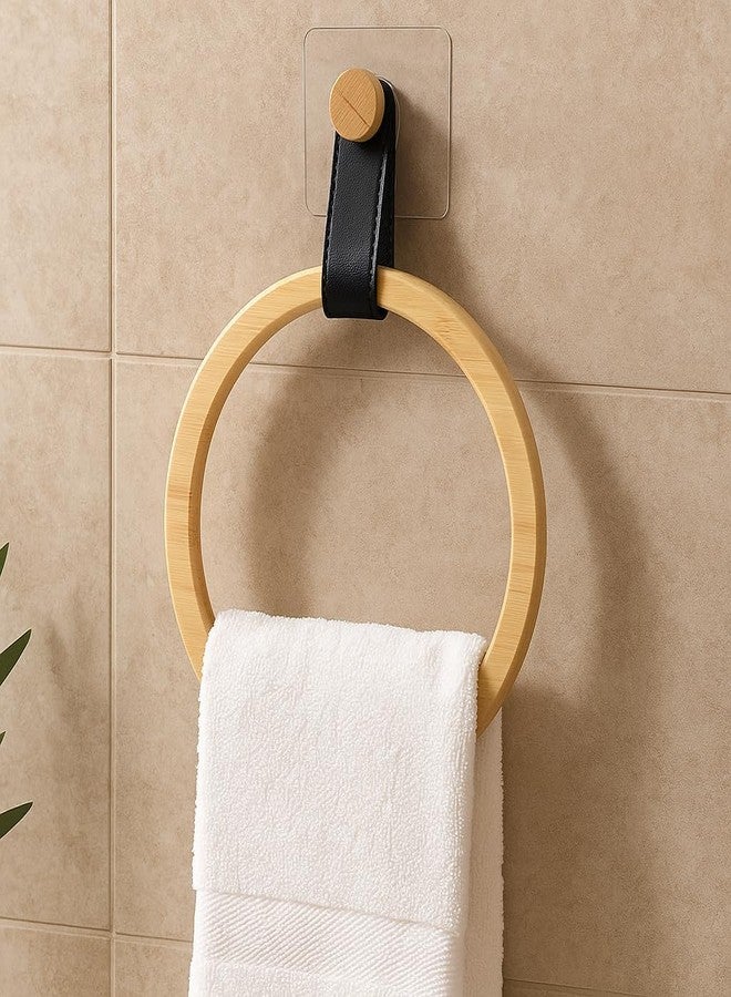 CHIBRO Home Decor for Bathroom Toilet Roll Hanger | Wall Mounted Bamboo & Rope Tissue Holder | Eco-Friendly Rustic Roll Dispenser | Natural Look Toilet Paper Holder (Wooden Ring Towel Holder) - Image 1