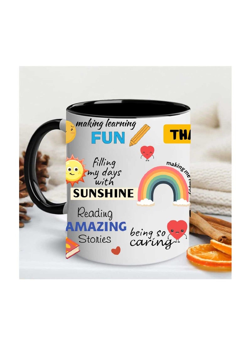 PRINTSHOP4ME Teacher's Day Black Ceramic Coffee Mug - Double-Sided Printed with Positive Quotes for Self-Care and Motivation - Gift for Teachers, Appreciation from Students and Parents  - Image 3