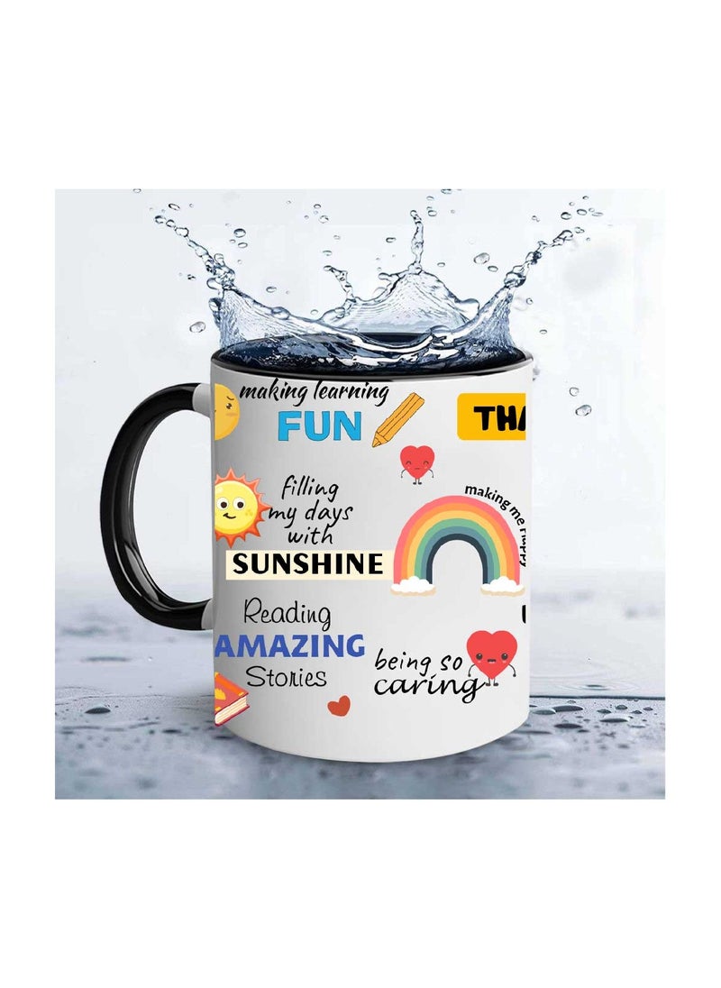 PRINTSHOP4ME Teacher's Day Black Ceramic Coffee Mug - Double-Sided Printed with Positive Quotes for Self-Care and Motivation - Gift for Teachers, Appreciation from Students and Parents  - Image 4