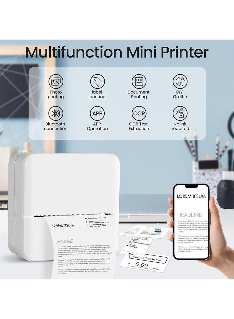 Mini Printer, Thermal Inkless Sticker Maker with 10 Rolls Printing Paper, Pocket Printpod for phone, Impresora Portátil for Notes, Flashcards, Journal, DIY  - Image 4