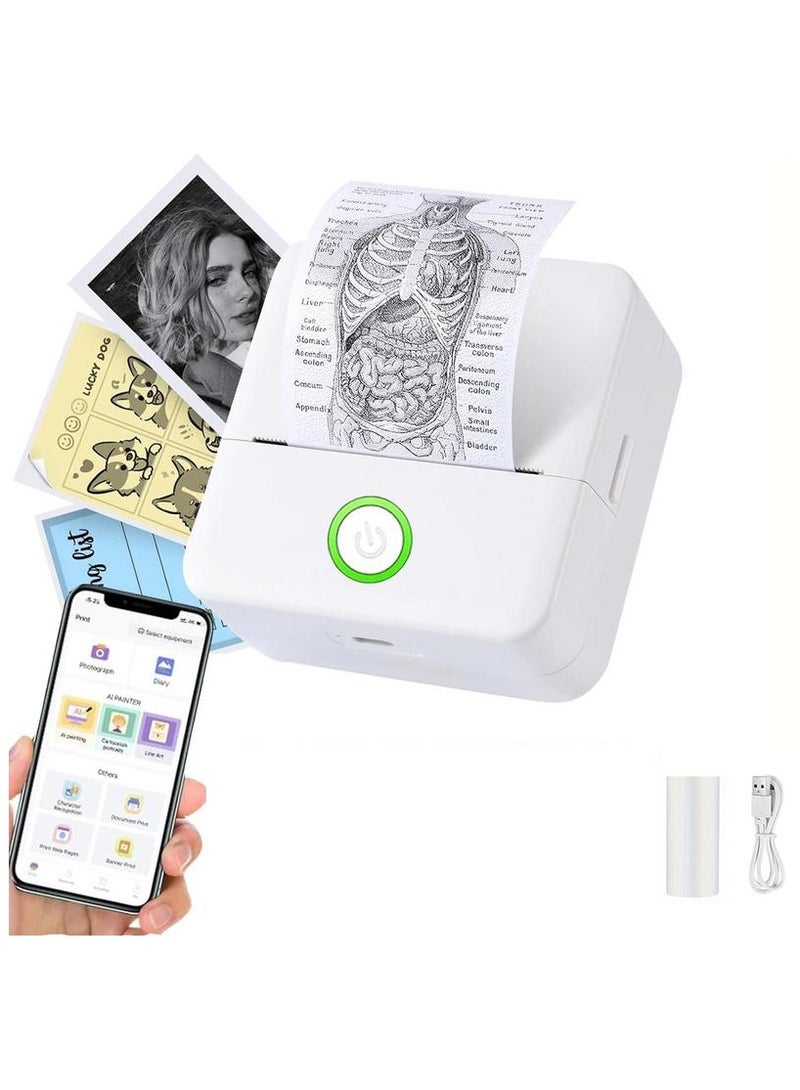 Mini Printer, Thermal Inkless Sticker Maker with 10 Rolls Printing Paper, Pocket Printpod for phone, Impresora Portátil for Notes, Flashcards, Journal, DIY  - Image 1