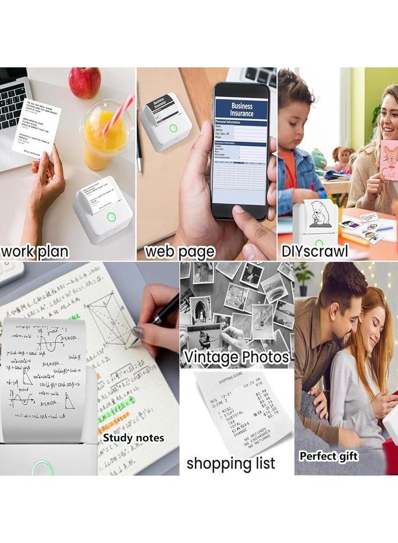 Mini Printer, Thermal Inkless Sticker Maker with 10 Rolls Printing Paper, Pocket Printpod for phone, Impresora Portátil for Notes, Flashcards, Journal, DIY  - Image 3