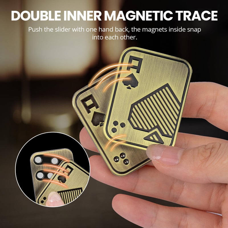 ITOKEY Fidget Toys Adults, Metal Magnetic Fidget Slider, EDC Poker Cards Fidget, Decompression Desk Toys to Relief Anxiety and Stress, Cool Gadgets with Click Sound, Gifts for Men Adults ADHD - Image 2
