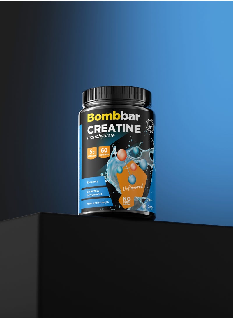 BOMBBAR Creatine Monohydrate Powder Dietary Supplement Unflavored No Sugar Added 300g  - Image 2