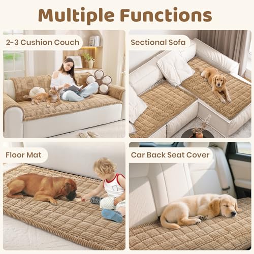 Royhom Couch Cover for Dogs Washable, Soft Thick Pet Couch Covers for Sofa, Pawcart Couch Protector Pet Friendly, Furniture Covers Dog Mat for Couches and Sofas (Khaki, 27.6 x 59 Inch) - Image 3