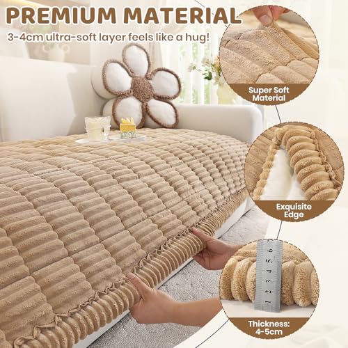 Royhom Couch Cover for Dogs Washable, Soft Thick Pet Couch Covers for Sofa, Pawcart Couch Protector Pet Friendly, Furniture Covers Dog Mat for Couches and Sofas (Khaki, 27.6 x 59 Inch) - Image 4
