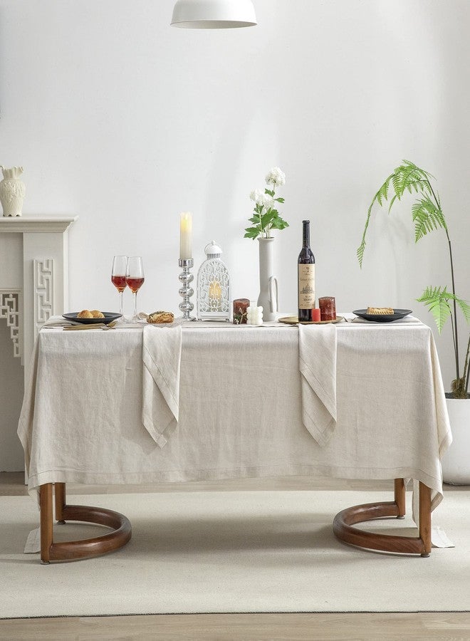 EVERLY Linen Table Cloth, 100% Stonewashed French Linen Table Cloths for 6-Foot Rectangle Tables 60x120 Inches, Washable Thanksgiving Tablecloths, Decorative Halloween Table Cloth - Image 1
