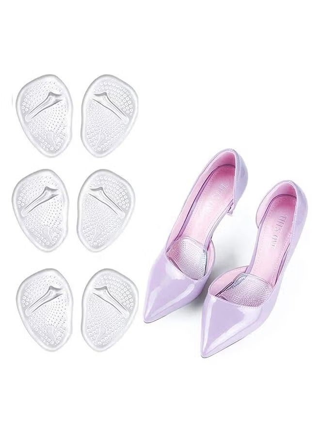 3 Pairs High Heels Inserts Flat Foot Shock Absorption Half Yard Insole, Soft Anti Slip High Elasticity Silicone Foot Pain Relief Self Stick Foot Cushions, Prevent Blisters Forefoot Shoe Insole - Image 1