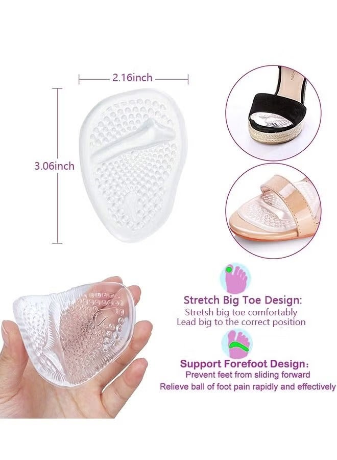 3 Pairs High Heels Inserts Flat Foot Shock Absorption Half Yard Insole, Soft Anti Slip High Elasticity Silicone Foot Pain Relief Self Stick Foot Cushions, Prevent Blisters Forefoot Shoe Insole - Image 2