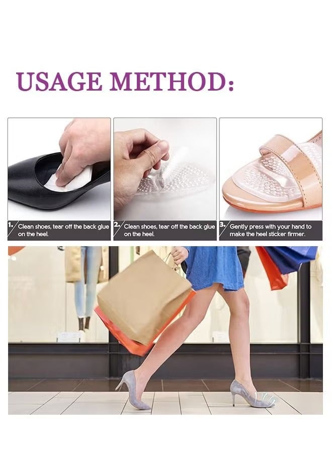 3 Pairs High Heels Inserts Flat Foot Shock Absorption Half Yard Insole, Soft Anti Slip High Elasticity Silicone Foot Pain Relief Self Stick Foot Cushions, Prevent Blisters Forefoot Shoe Insole - Image 5