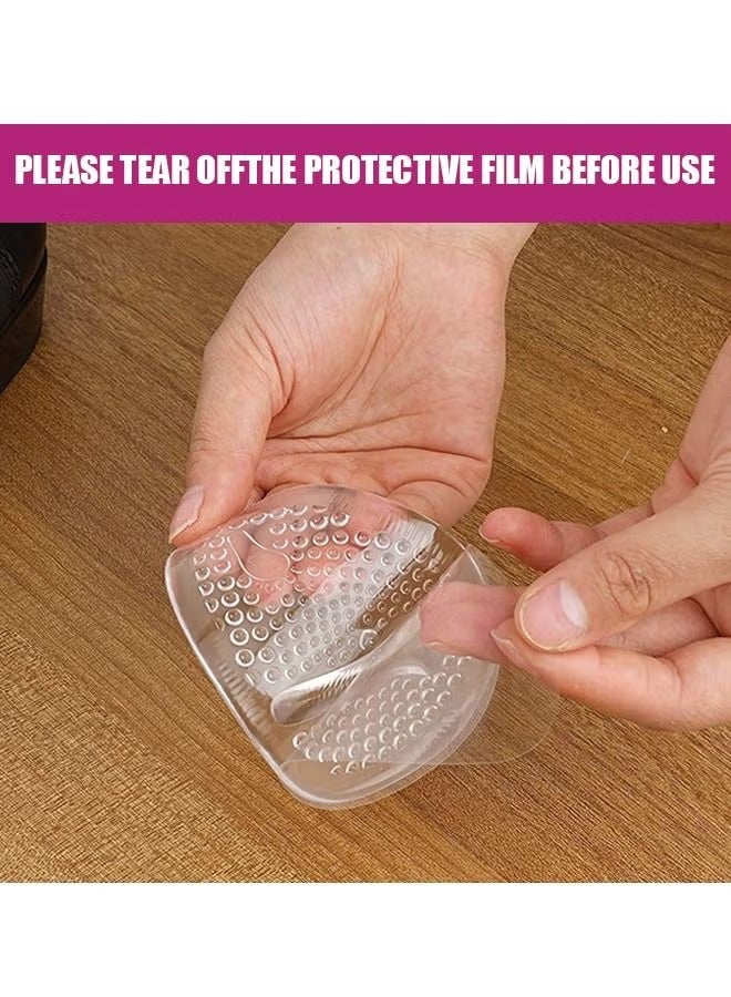 3 Pairs High Heels Inserts Flat Foot Shock Absorption Half Yard Insole, Soft Anti Slip High Elasticity Silicone Foot Pain Relief Self Stick Foot Cushions, Prevent Blisters Forefoot Shoe Insole - Image 4