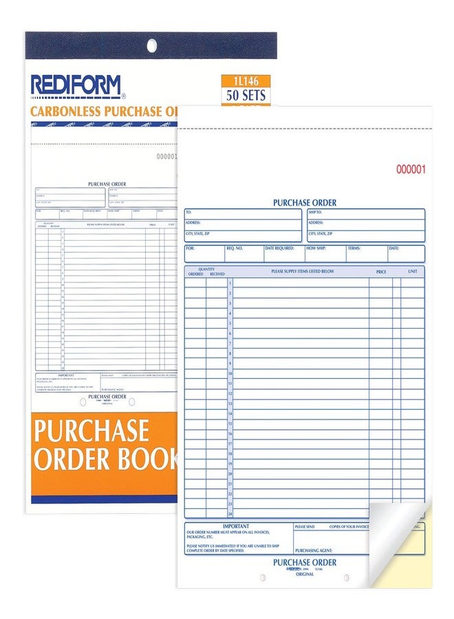 Rediform 1L146 Purchase Order Book, 8 1/2 x 11, Letter, Two-Part Carbonless, 50 Sets/Book - Image 2