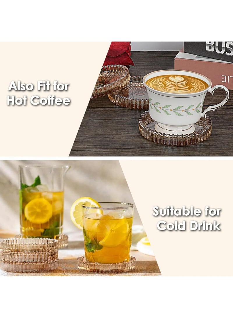 5 Pcs Glass Coasters for Drinks, Modern Clear Coasters for Drinks Crystal Coasters Round Cup Coasters Coffee Table Decor for Office, Kitchen, Bar, Dining Room, Living Room, Patio - Image 4