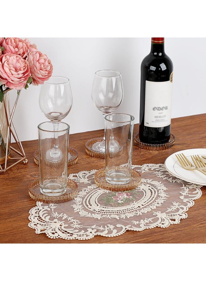 5 Pcs Glass Coasters for Drinks, Modern Clear Coasters for Drinks Crystal Coasters Round Cup Coasters Coffee Table Decor for Office, Kitchen, Bar, Dining Room, Living Room, Patio - Image 3