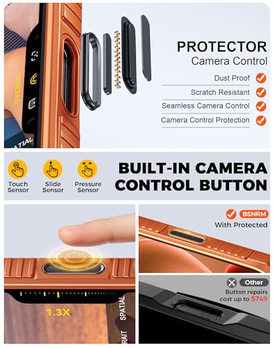 BSNRM for iPhone 17 Pro Max Case Wallet, Built-in Card Holder (4-5 Cards), RFID Blocking,Camera Control Button, Slide Camera Cover, Shockproof Rugged Phone Case for iPhone 17 Pro Max, Cosmic Orange - Image 3