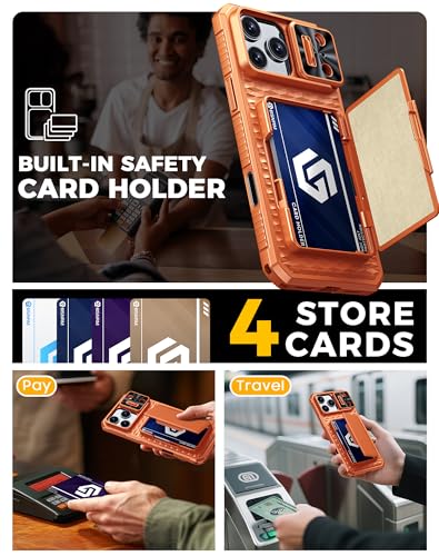 BSNRM for iPhone 17 Pro Max Case Wallet, Built-in Card Holder (4-5 Cards), RFID Blocking,Camera Control Button, Slide Camera Cover, Shockproof Rugged Phone Case for iPhone 17 Pro Max, Cosmic Orange - Image 4