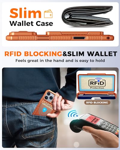 BSNRM for iPhone 17 Pro Max Case Wallet, Built-in Card Holder (4-5 Cards), RFID Blocking,Camera Control Button, Slide Camera Cover, Shockproof Rugged Phone Case for iPhone 17 Pro Max, Cosmic Orange - Image 5