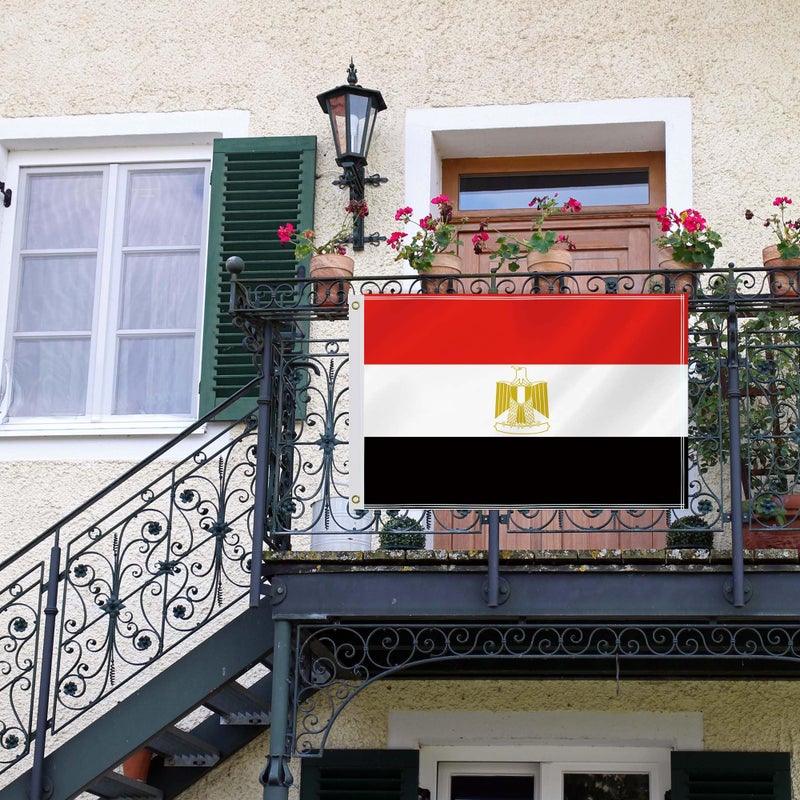 RaymNord 60×90 CM Egypt Flag,2×3 FT Egyptian Decor,Double Side Digital Printed 150D Polyester Banner With Canvas Header Brass Grommet - Image 2