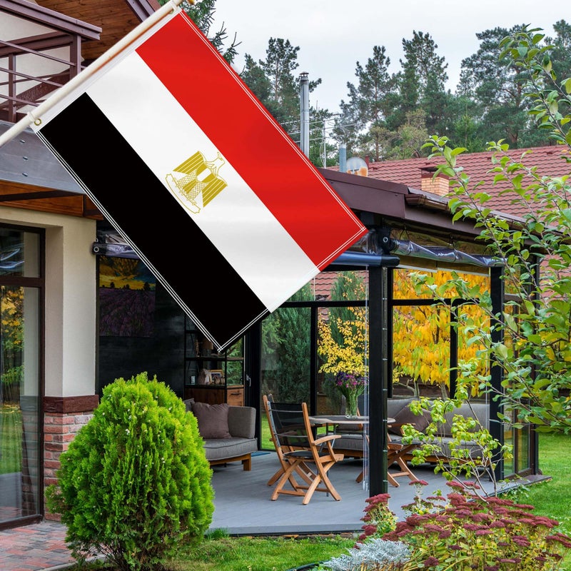 RaymNord 60×90 CM Egypt Flag,2×3 FT Egyptian Decor,Double Side Digital Printed 150D Polyester Banner With Canvas Header Brass Grommet - Image 4